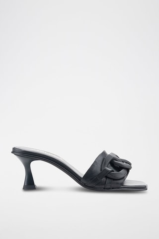 Mules à talons en cuir - Noir