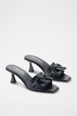 Mules à talons en cuir - Noir