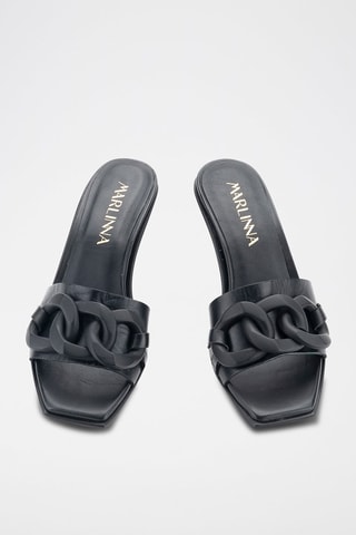 Mules à talons en cuir - Noir