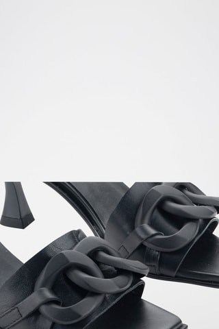 Mules à talons en cuir - Noir
