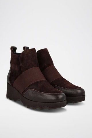 Bottines compensées en cuir - Marron