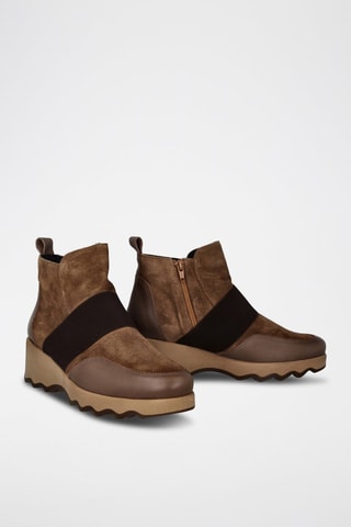 Bottines compensées en cuir - Taupe