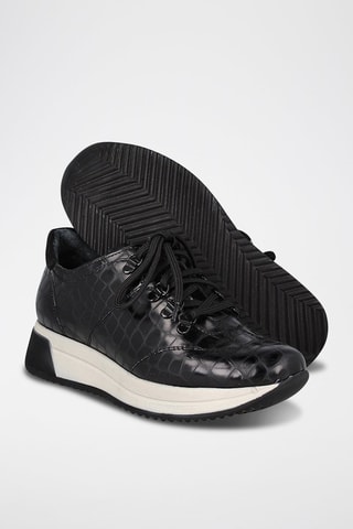 Baskets compensées en cuir Coco - Noir