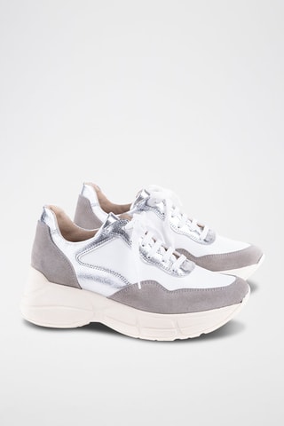 Sneakers en nubuck - Blanc et gris
