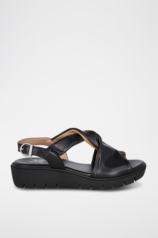 Sandales compensées en cuir Lor - Noir