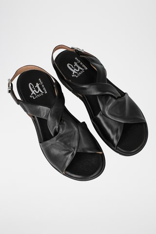 Sandales compensées en cuir Lor - Noir