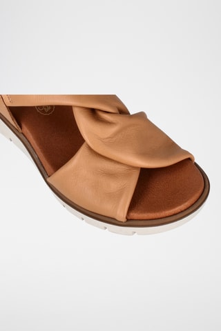 Sandales compensées en cuir Lor - Camel