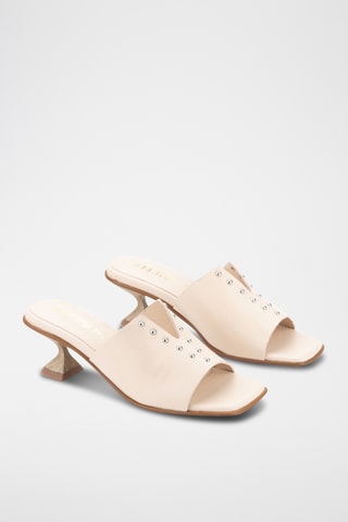 Mules à talons en cuir Yaiza - Rose poudré