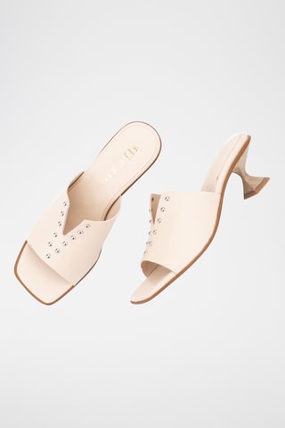 Mules à talons en cuir Yaiza - Rose poudré