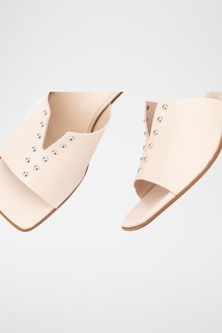 Mules à talons en cuir Yaiza - Rose poudré