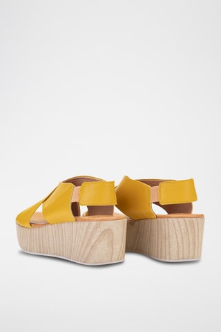 Sandales compensées en cuir Manila - Jaune