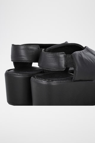 Sandales compensées en cuir Manila - Noir