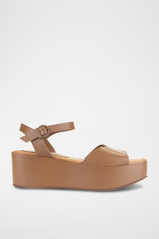 Sandales compensées en cuir Rubi - Marron clair