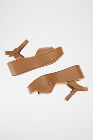 Sandales compensées en cuir Rubi - Marron clair