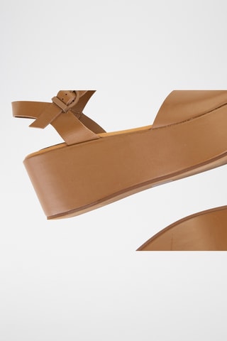 Sandales compensées en cuir Rubi - Marron clair