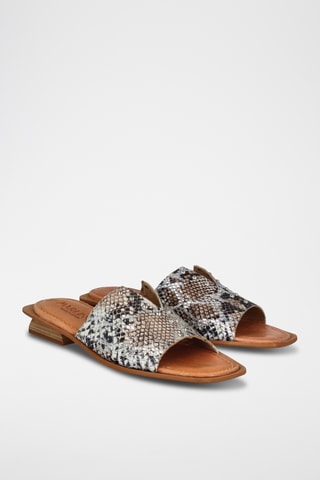 Mules en cuir Miren - Beige et blanc