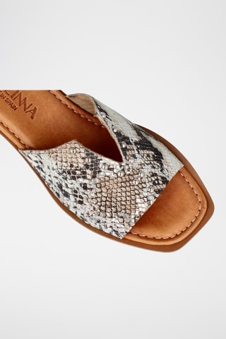 Mules en cuir Miren - Beige et blanc