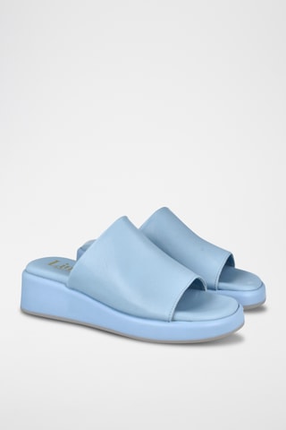 Mules compensées en cuir Malta - Ciel