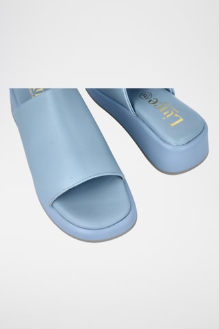 Mules compensées en cuir Malta - Ciel