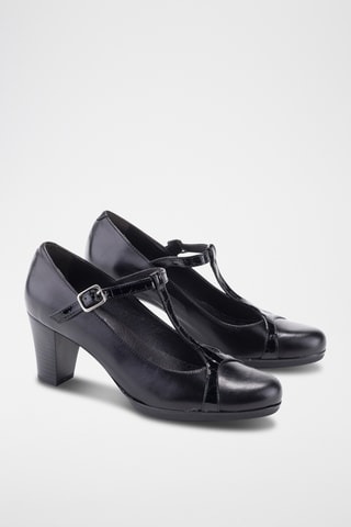 Salomés à talons en cuir Zahara - Noir
