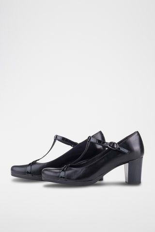 Salomés à talons en cuir Zahara - Noir