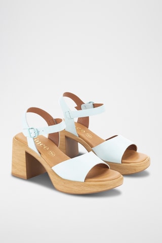 Sandales à talons en cuir Raquel - Bleu clair