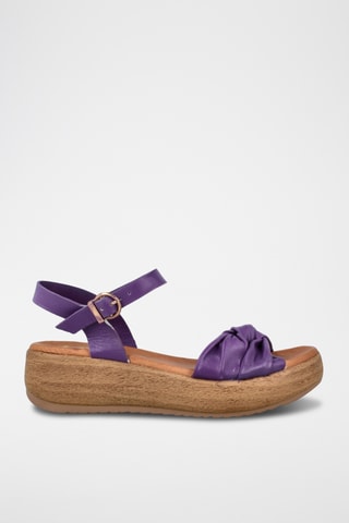 Sandales compensées en cuir Vera - Violet