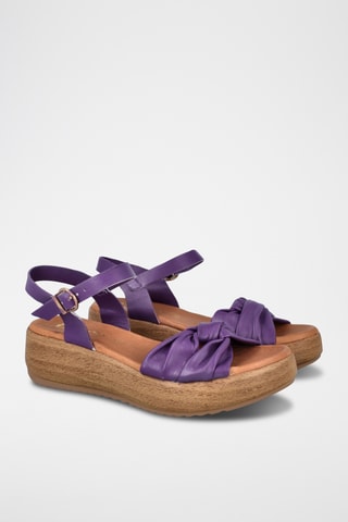 Sandales compensées en cuir Vera - Violet