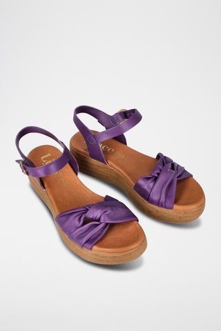 Sandales compensées en cuir Vera - Violet