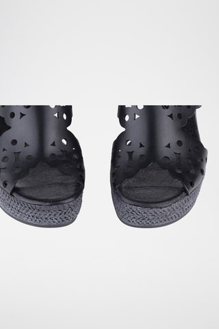 Sandales compensées en cuir Olimpia - Noir