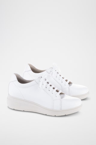 Baskets compensées en cuir Venus - Blanc