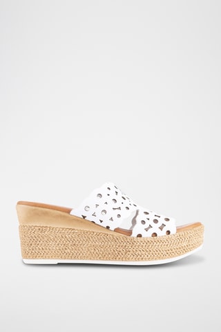 Mules compensées en cuir - Blanc