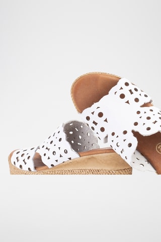 Mules compensées en cuir - Blanc