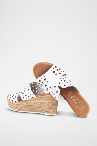 Mules compensées en cuir - Blanc