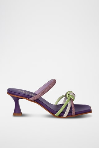 Mules à talons en cuir Dalida - Violet et vert