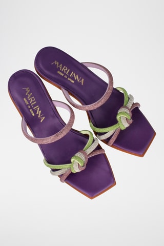 Mules à talons en cuir Dalida - Violet et vert