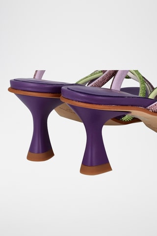 Mules à talons en cuir Dalida - Violet et vert