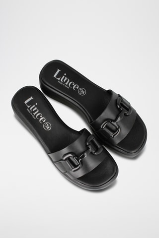 Mules compensées en cuir Malta - Noir