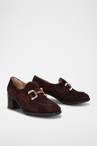 Mocassins à talons en nubuck Sofi - Marron