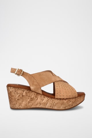 Sandales compensées en nubuck Raly - Camel