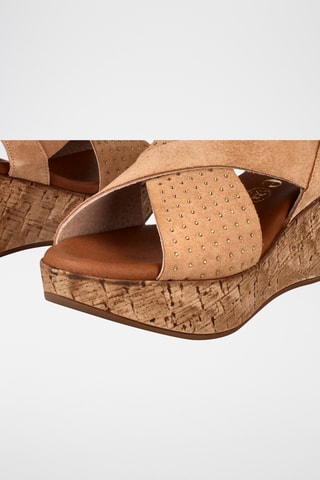 Sandales compensées en nubuck Raly - Camel