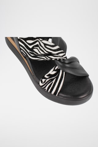 Sandales compensées en cuir Mojacar - Noir et blanc