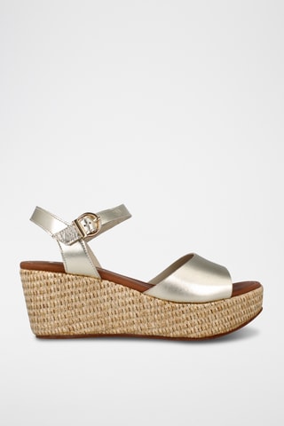 Sandales compensées en cuir Mayka - Doré