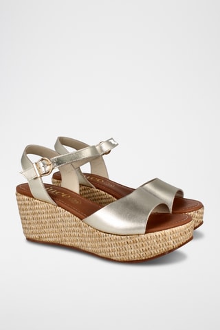 Sandales compensées en cuir Mayka - Doré