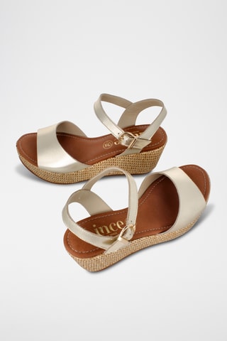 Sandales compensées en cuir Mayka - Doré