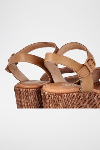 Sandales compensées en cuir Mayka - Camel