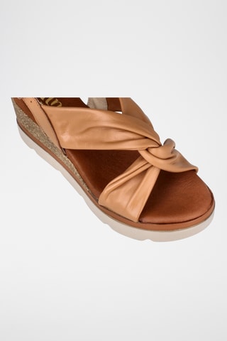 Sandales compensées en cuir Lorena - Camel