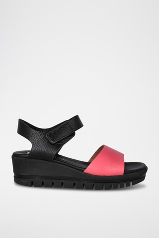 Sandales compensées en cuir Iris - Corail