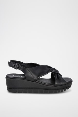 Sandales compensées en cuir Iris - Noir