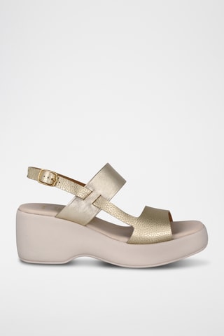 Sandales compensées en cuir Mali - Doré